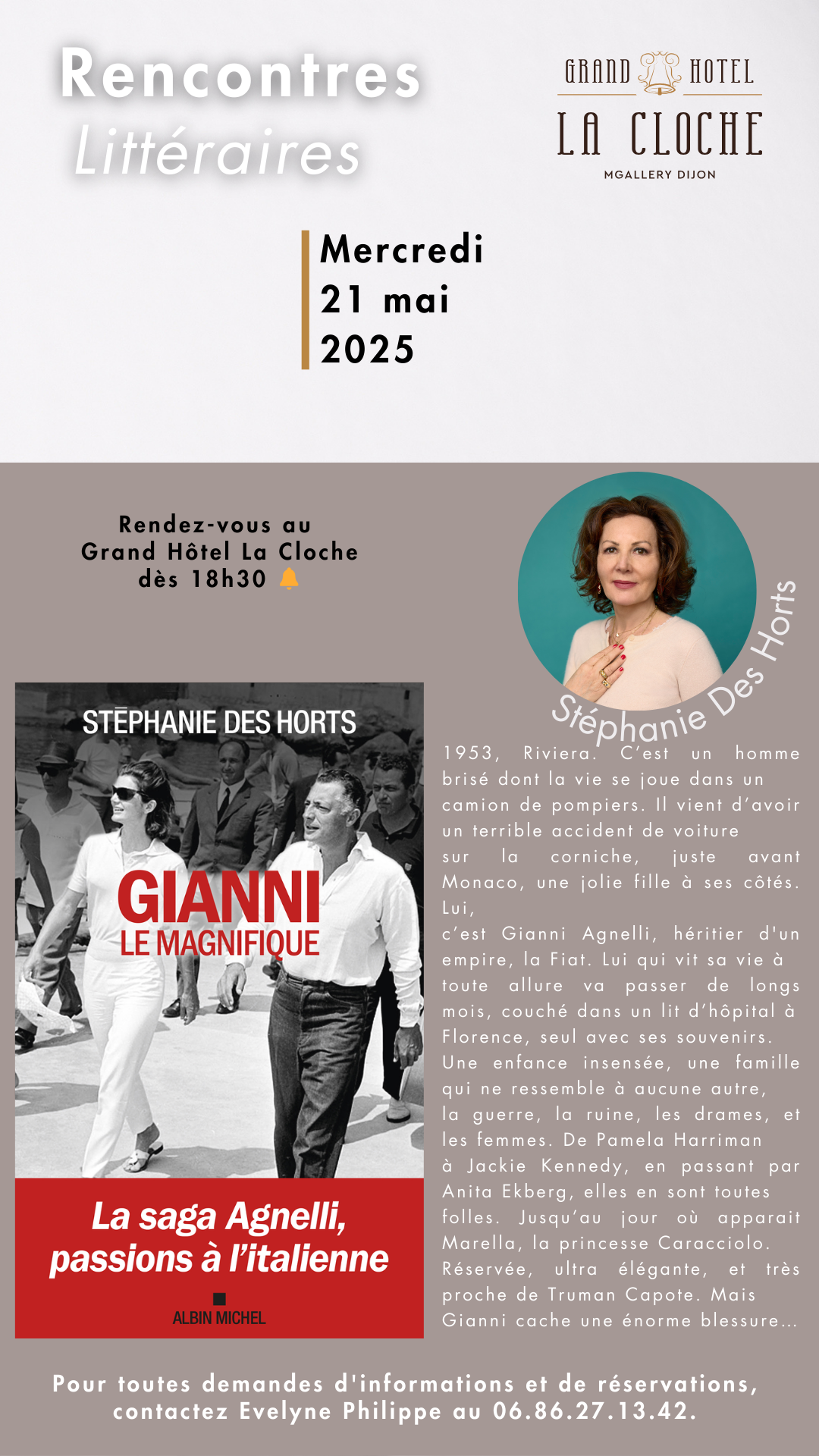 Rencontre littéraire Grand Hôtel La Cloche MAI 2025